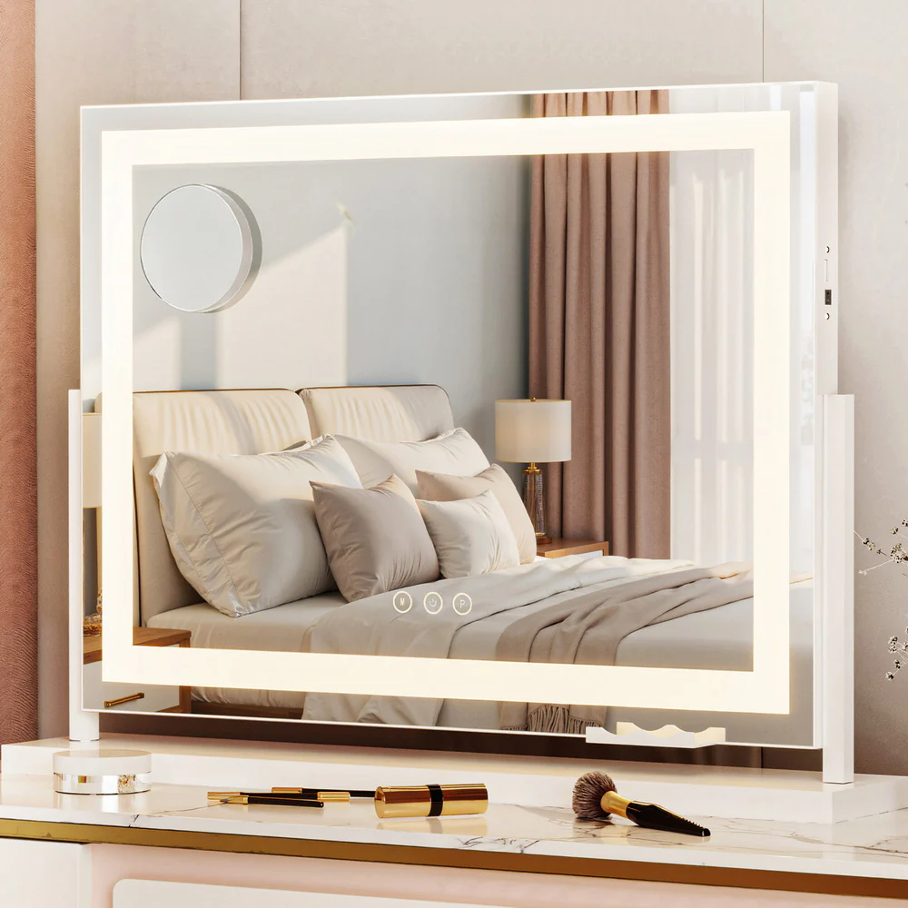 Embellir Makeup Mirror 58x46cm 360° Rotatable Vanity Mirror with Lights Bright Light Strip Adjustable - Image 2