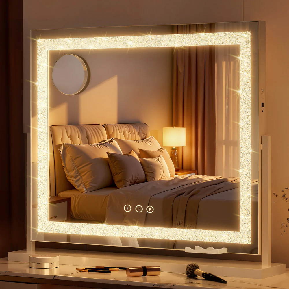 Embellir Makeup Mirror 60x50cm 360° Rotatable Vanity Mirror with Lights Crystal LED - Image 2