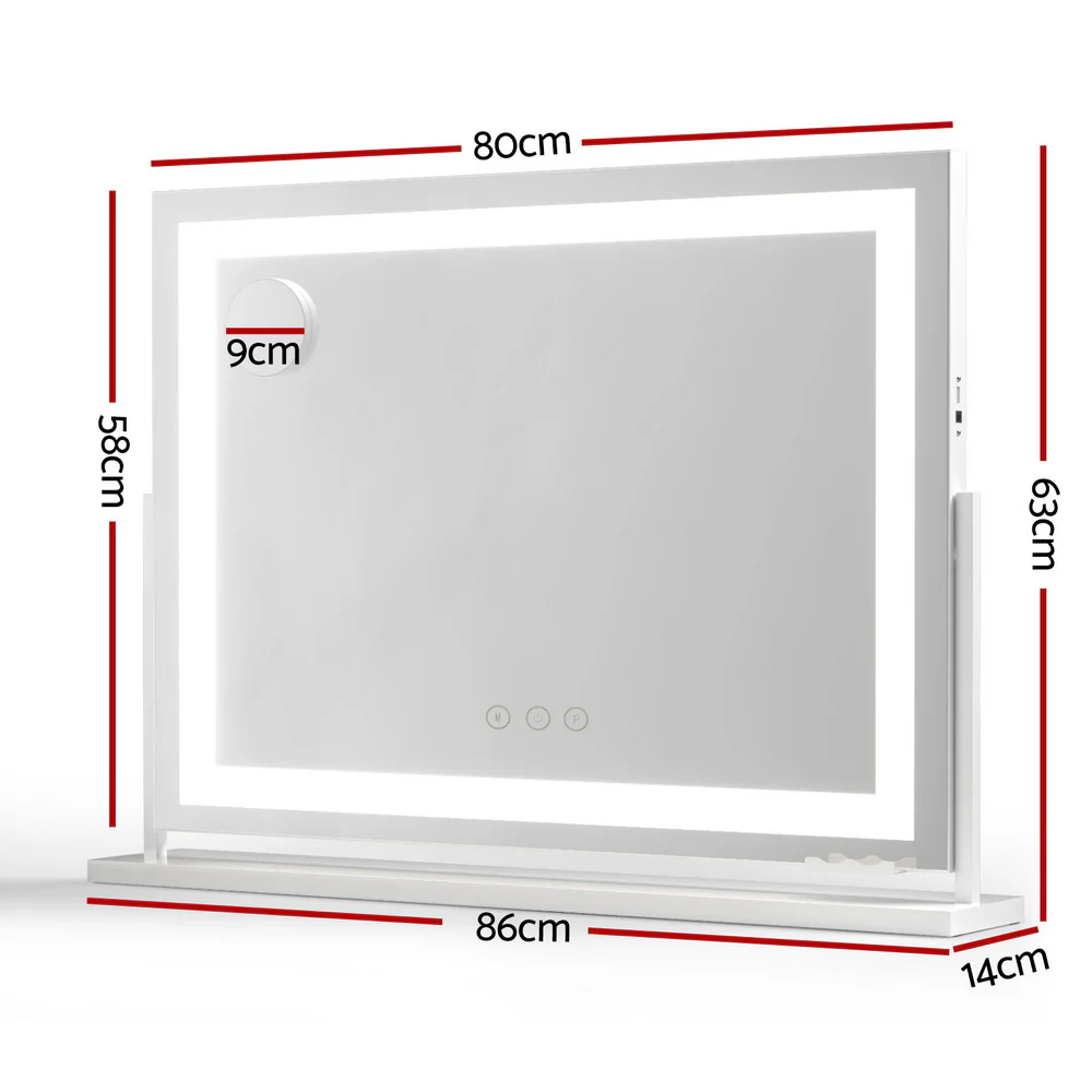 Embellir Makeup Mirror 80x58cm 360° Rotatable Vanity Mirror with Lights Bright Light Strip Adjustable - Image 3
