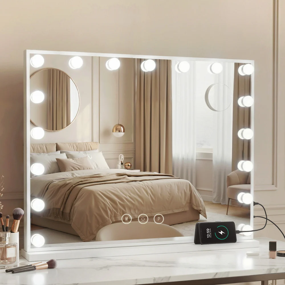 Embellir Makeup Mirror 80x58cm Hollywood Vanity with LED Light Tabletop Wall - Image 2