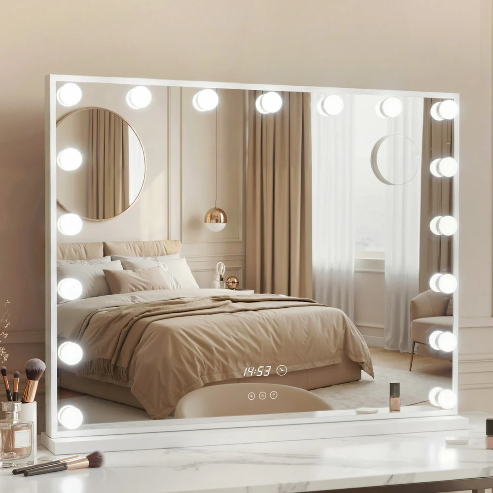 Embellir Makeup Mirror 80x60cm Hollywood Vanity with LED Light Tabletop White - Image 2
