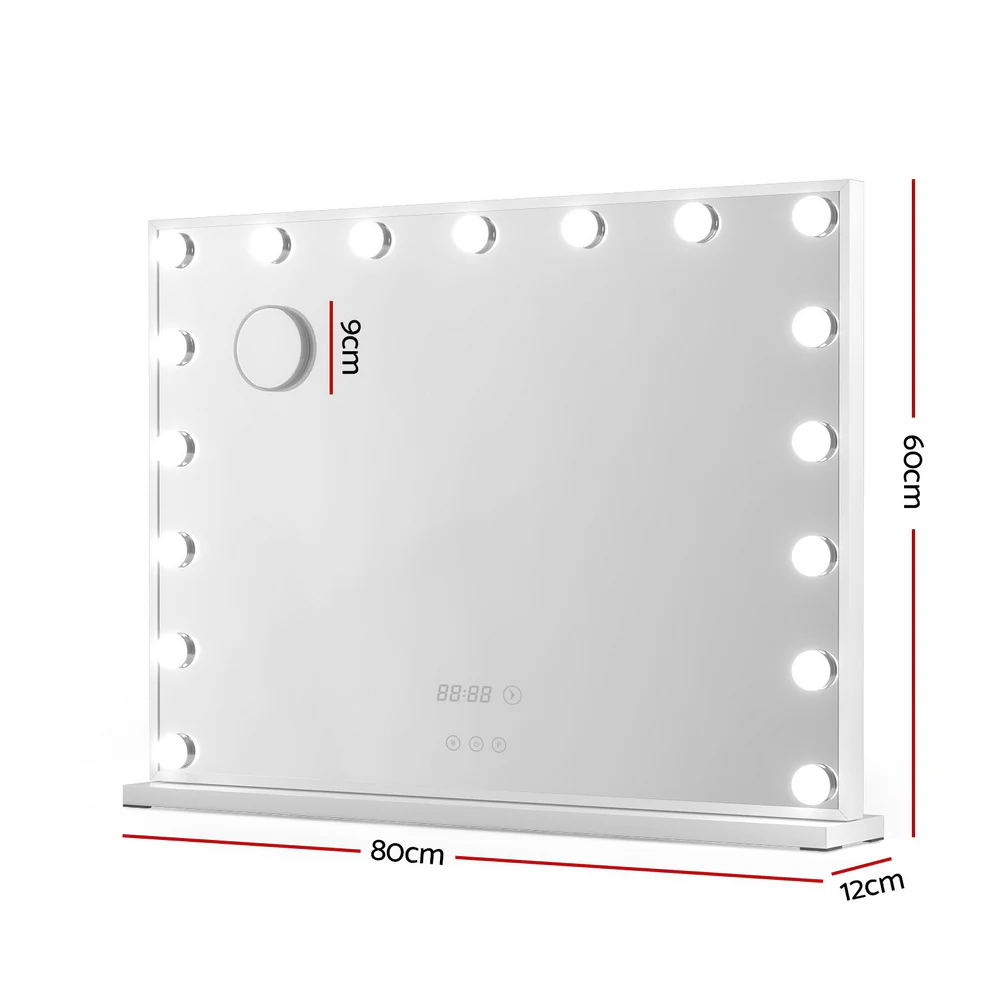 Embellir Makeup Mirror 80x60cm Hollywood Vanity with LED Light Tabletop White - Image 3