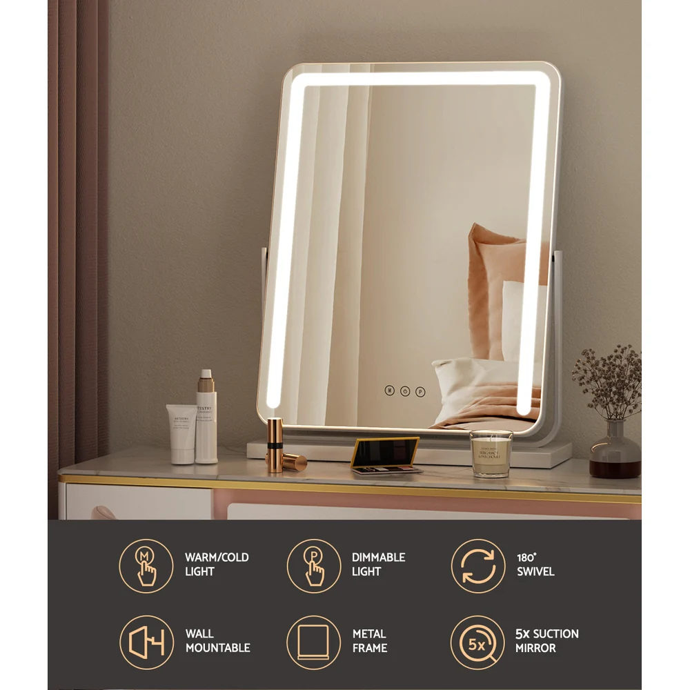 Embellir Makeup Mirror with Lights Hollywood Vanity LED Mirrors White 40X50CM - Image 5