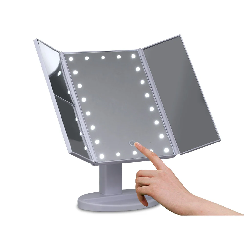 Embellir Tri-fold Makeup Mirror 1X2X3X Magnifying with LED Light Travel Portable - Image 4