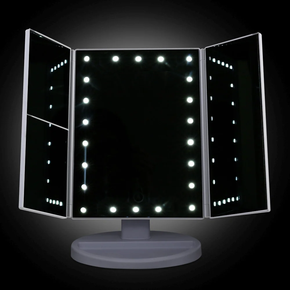 Embellir Tri-fold Makeup Mirror 1X2X3X Magnifying with LED Light Travel Portable - Image 5
