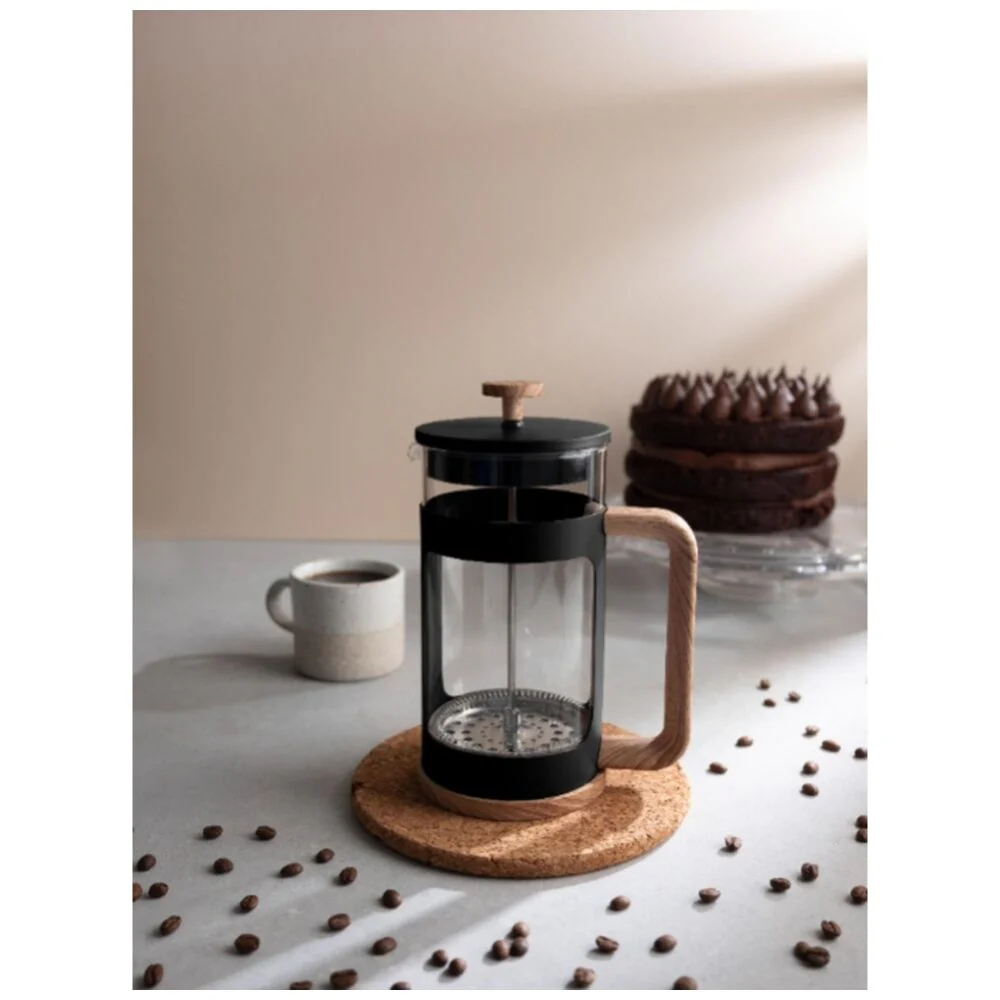 Euroline Plunger French Press Coffee Maker Durable Glass 1000ml (Black) - Image 2