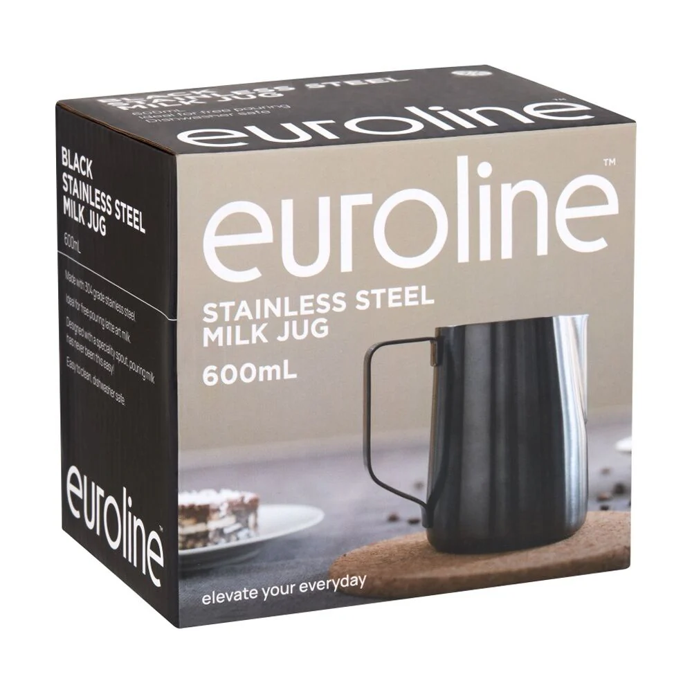 Euroline Stainless Steel PVD Milk Jug for Frothing Coffee Making 600ml (Black) - Image 6