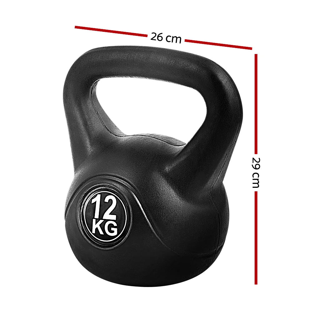 Everfit 12kg Kettlebell Set Weight Lifting Bench Dumbbells Kettle Bell Gym Home - Image 2