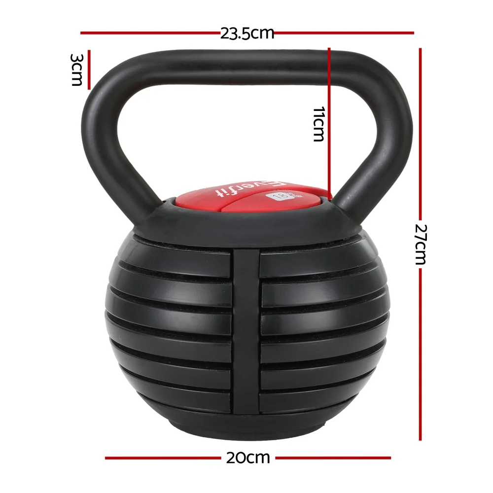 Everfit 18kg Adjustable Kettlebell Set Portable Kettle Bell Weight Dumbbells 10lbs 40lbs - Image 2