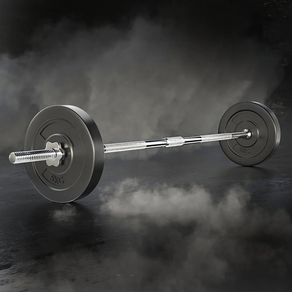 Everfit 18kg Barbell Set Weight Plates Bar Lifting Bench 168cm - Image 2