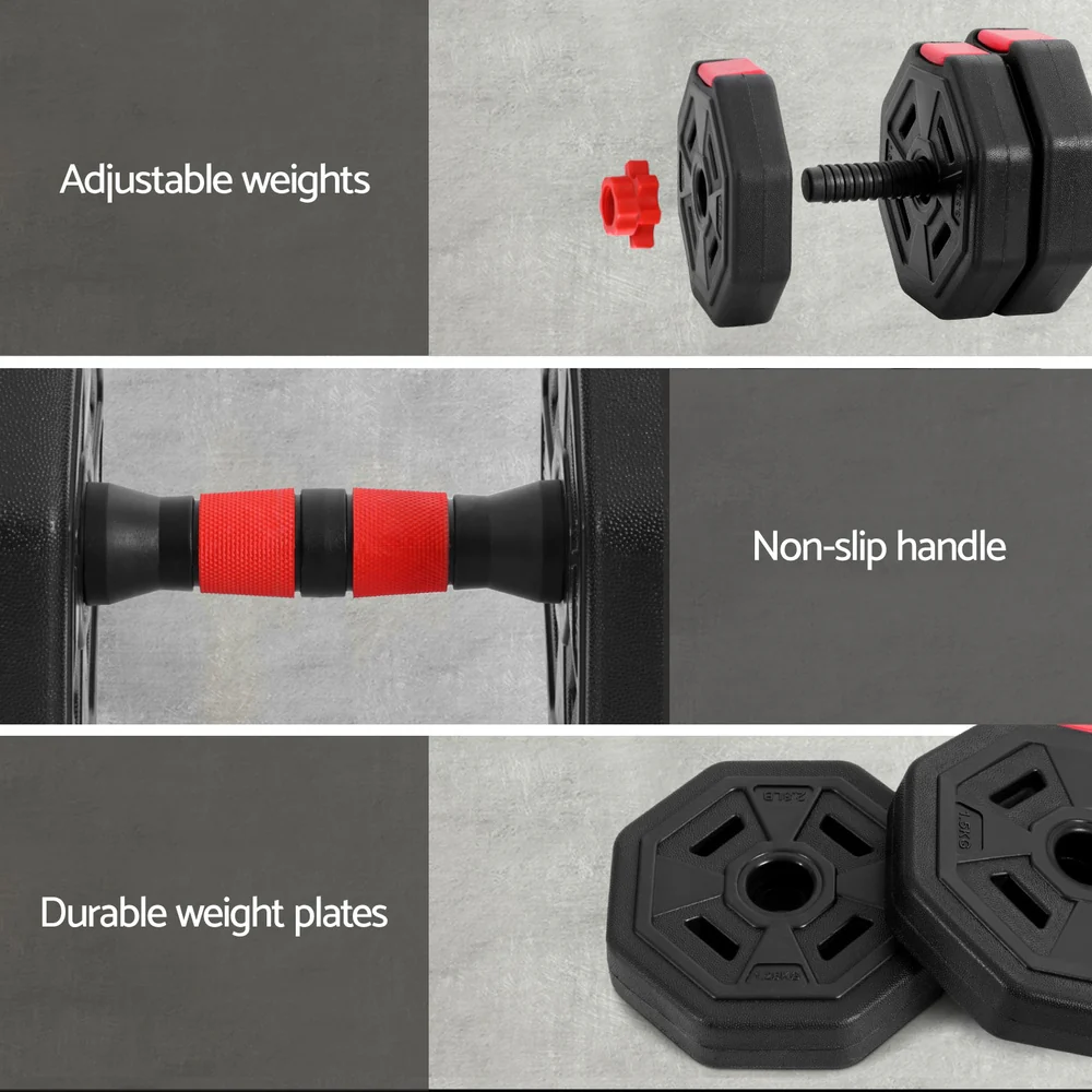 Everfit 20kg Adjustable Dumbbell Barbell Set Weight Plates Home Workout - Image 7