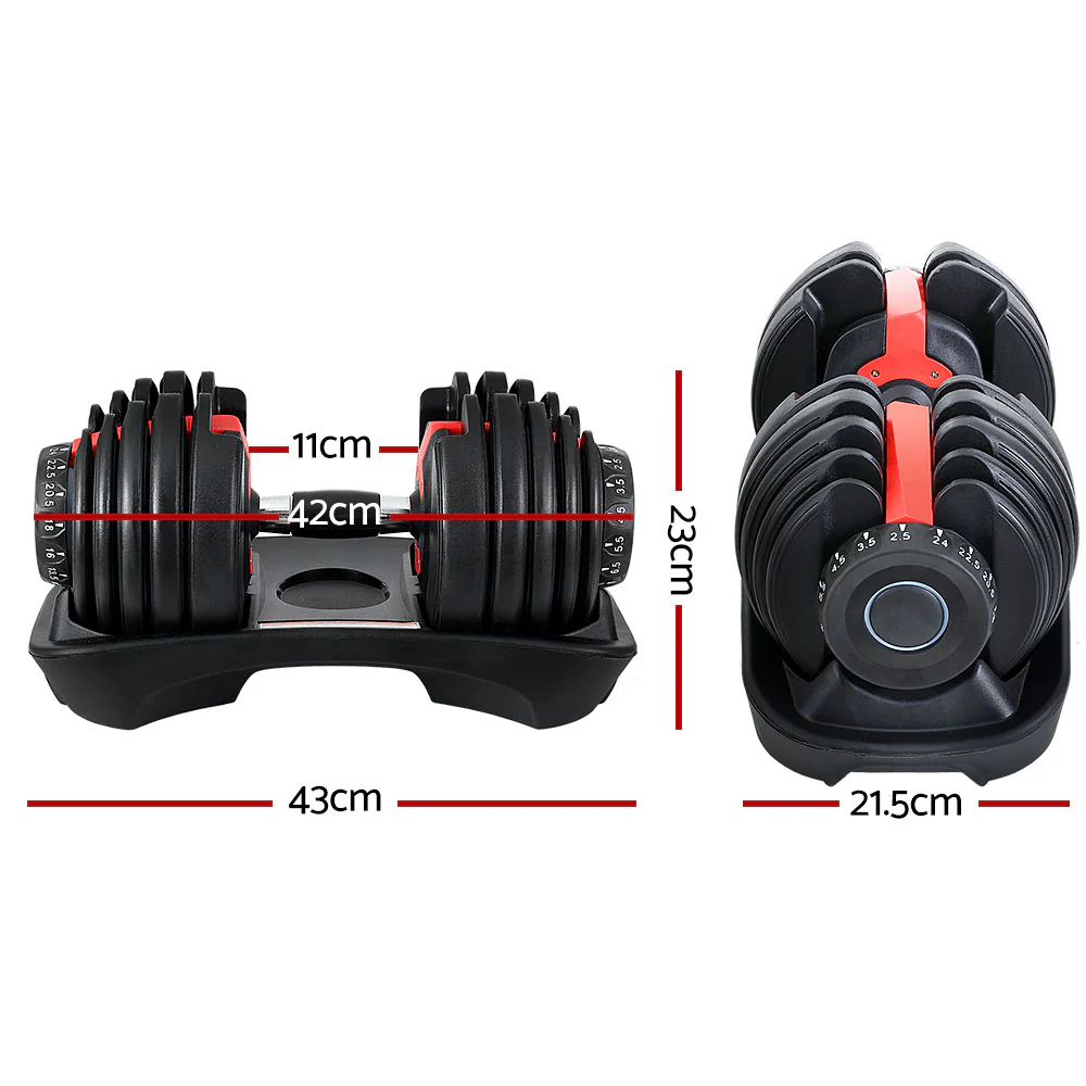 Everfit 24kg Dumbbells Adjustable Dumbbell Weight Plates Home Gym 2pcs - Image 3