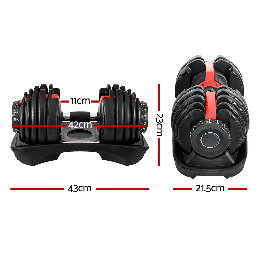 Everfit 24kg Dumbbells Adjustable Dumbbell Weight Plates Home Gym - Image 3
