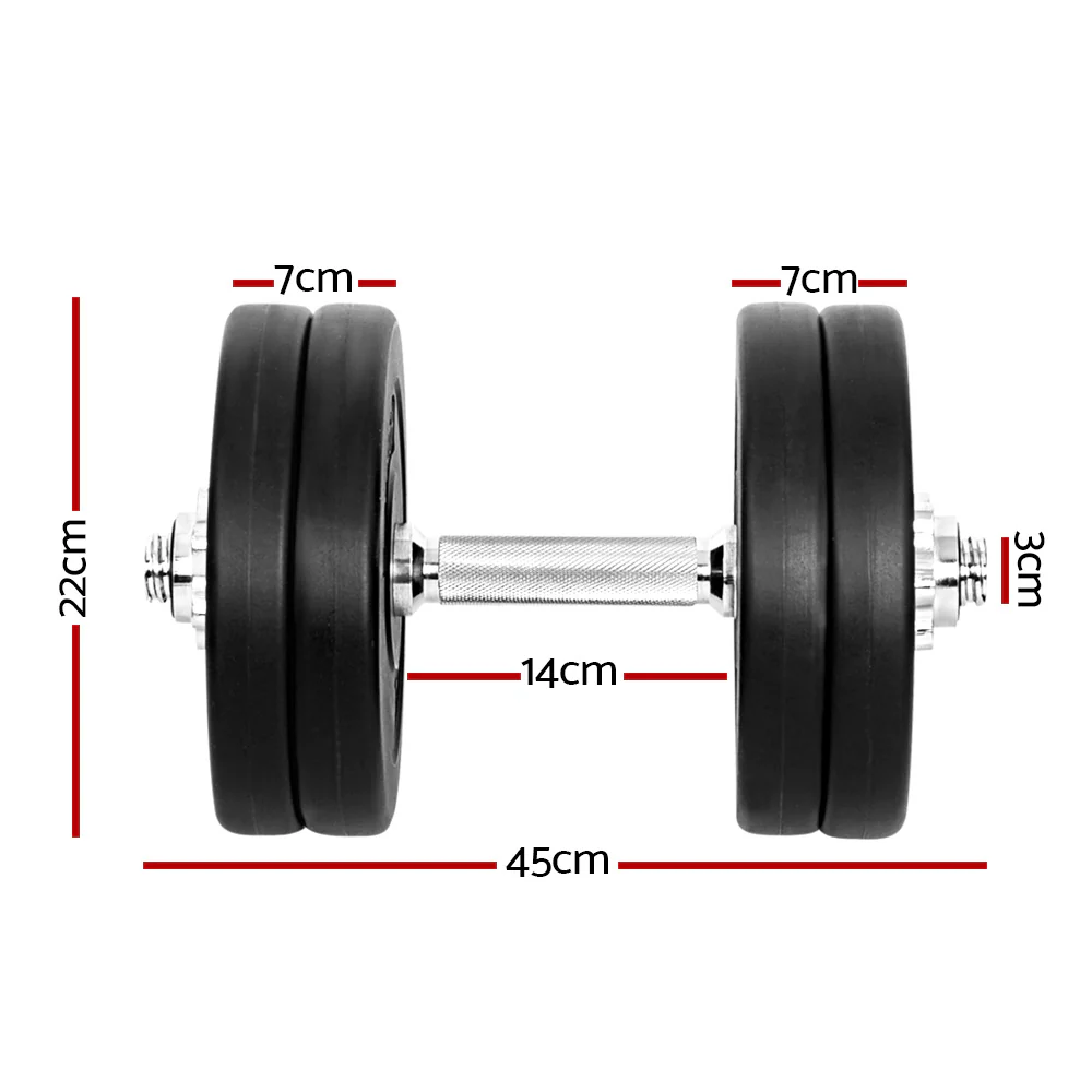 Everfit 25kg Dumbbell Set Weight Plates Dumbbells Lifting Bench - Image 3