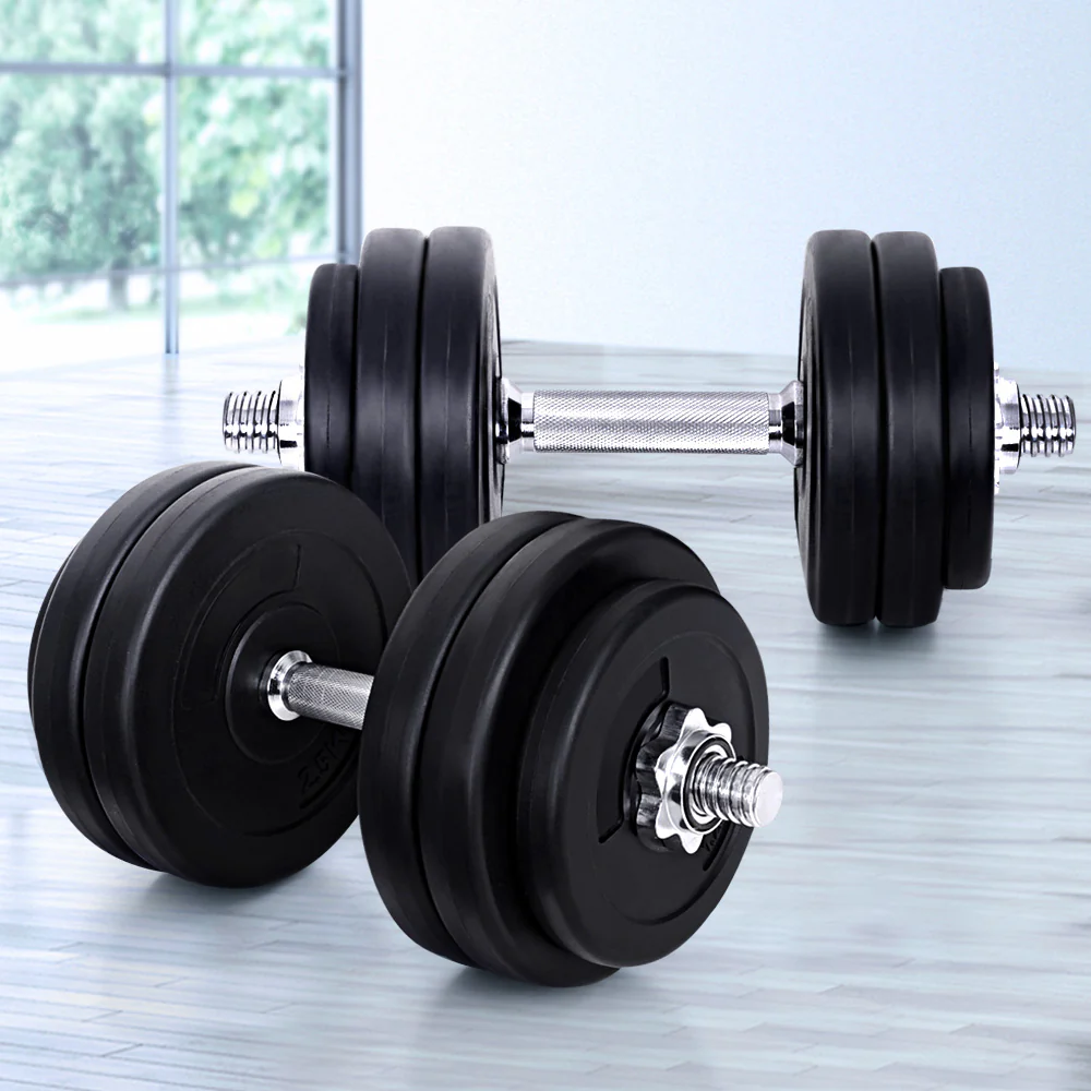 Everfit 30kg Dumbbell Set Weight Plates Dumbbells Lifting Bench - Image 2