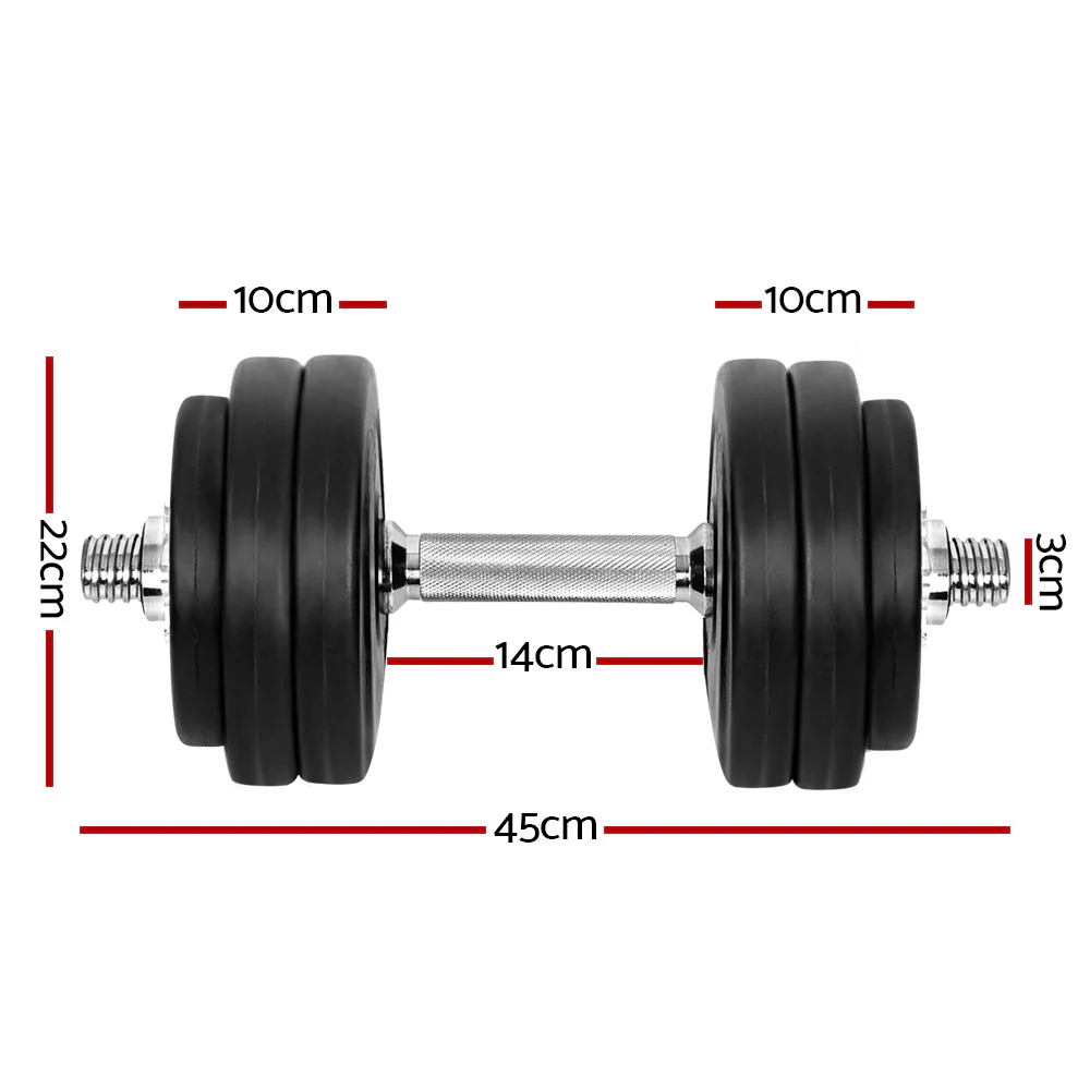 Everfit 30kg Dumbbell Set Weight Plates Dumbbells Lifting Bench - Image 3