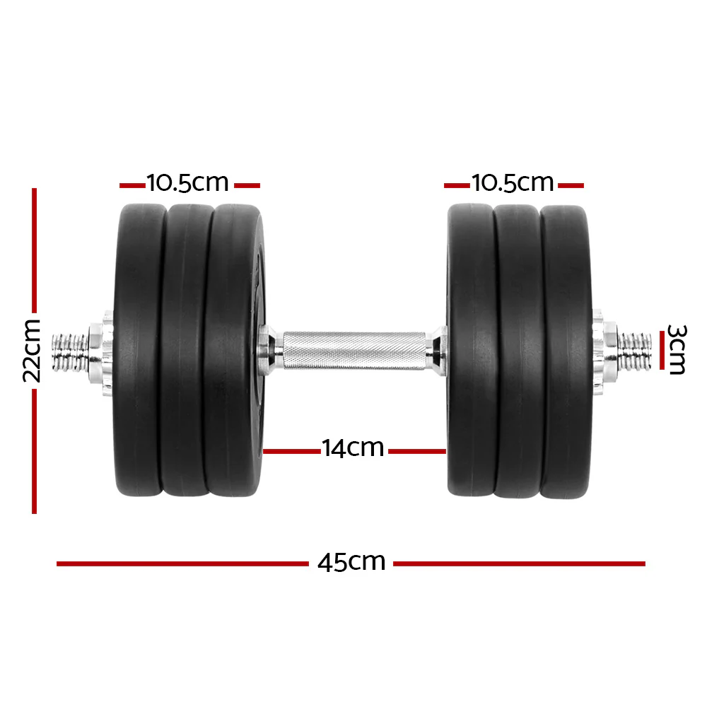Everfit 35kg Dumbbell Set Weight Plates Dumbbells Lifting Bench - Image 3