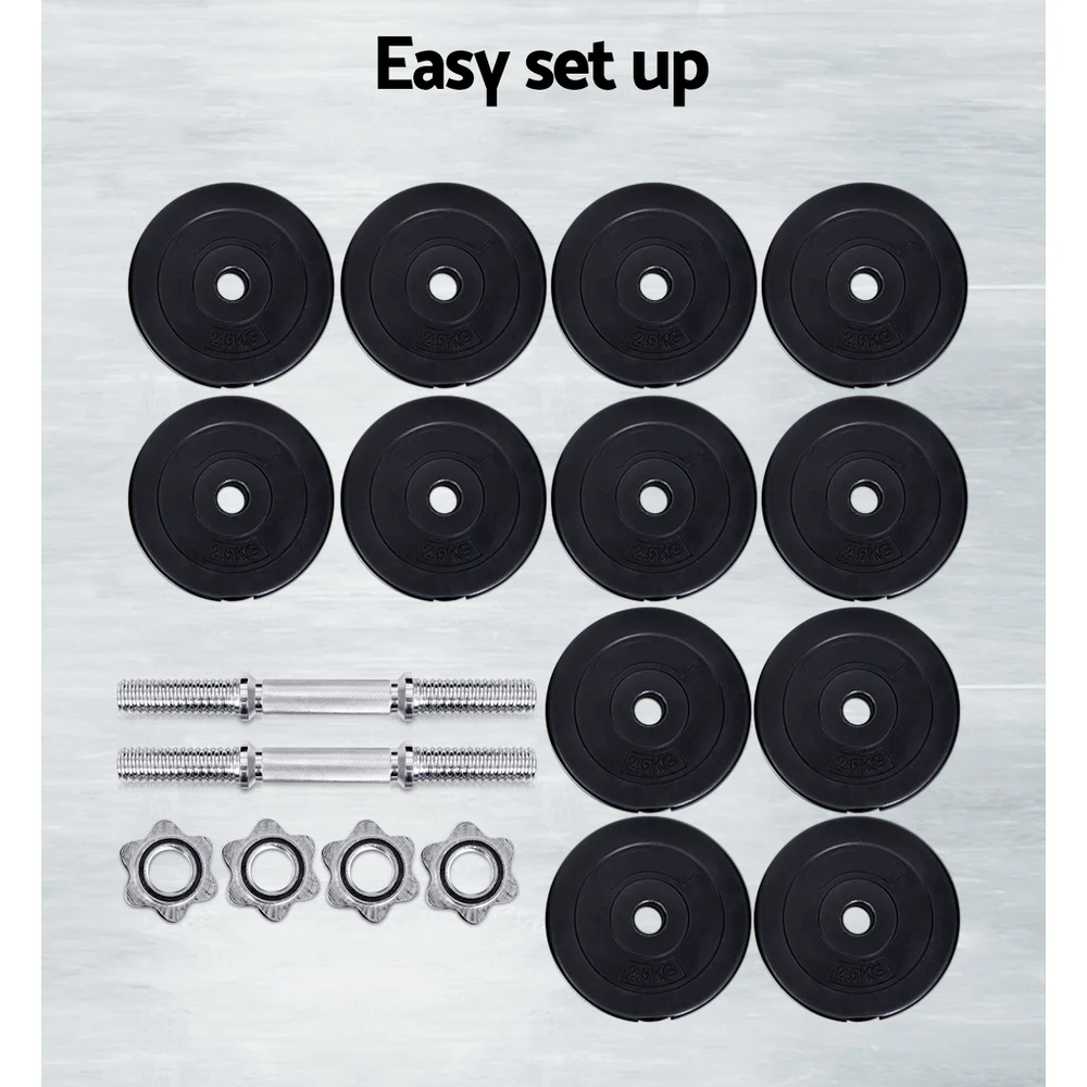 Everfit 35kg Dumbbell Set Weight Plates Dumbbells Lifting Bench - Image 6