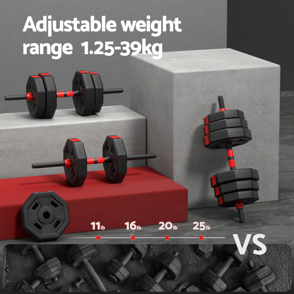 Everfit 40kg Adjustable Dumbbell Barbell Set Weight Plates Home Workout - Image 6