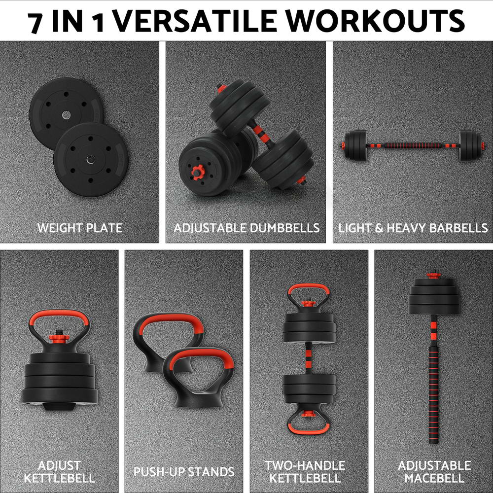 Everfit 40kg Adjustable Dumbbells Set Kettle Bell Weight Plates Barbells Gym - Image 5
