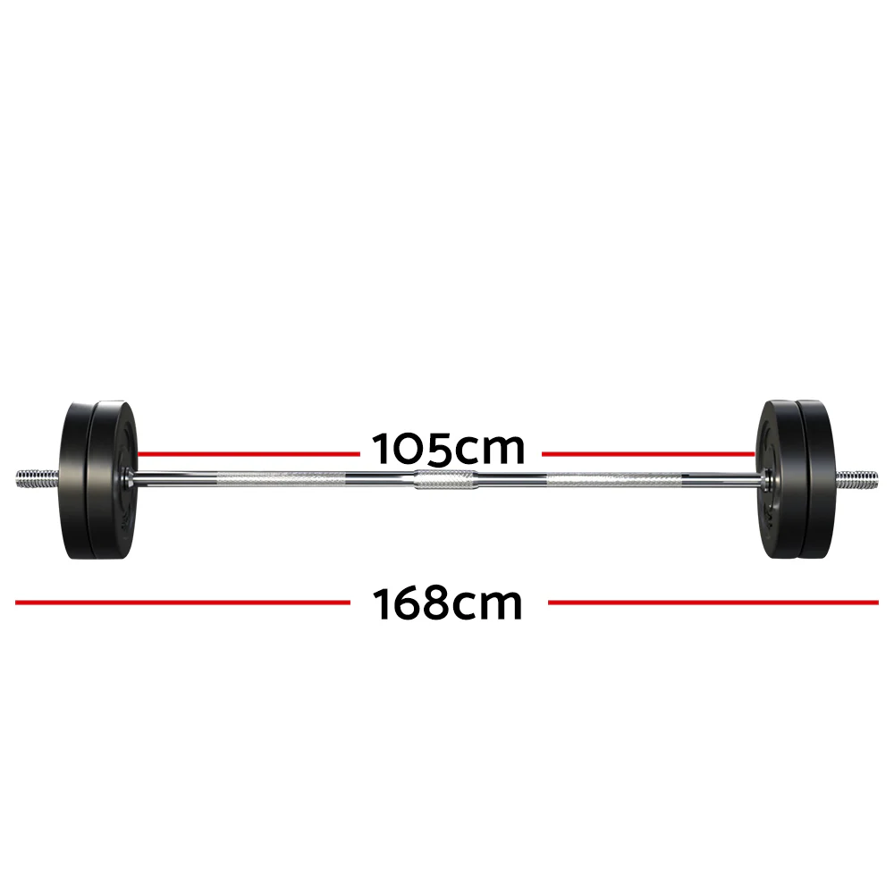 Everfit 48kg Barbell Set Weight Plates Bar Lifting Bench 168cm - Image 3