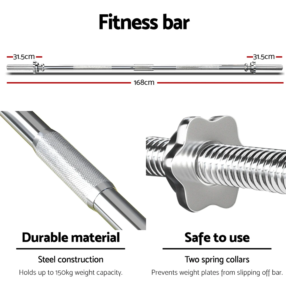 Everfit 78kg Barbell Set Weight Plates Bar Lifting Bench 168cm - Image 6