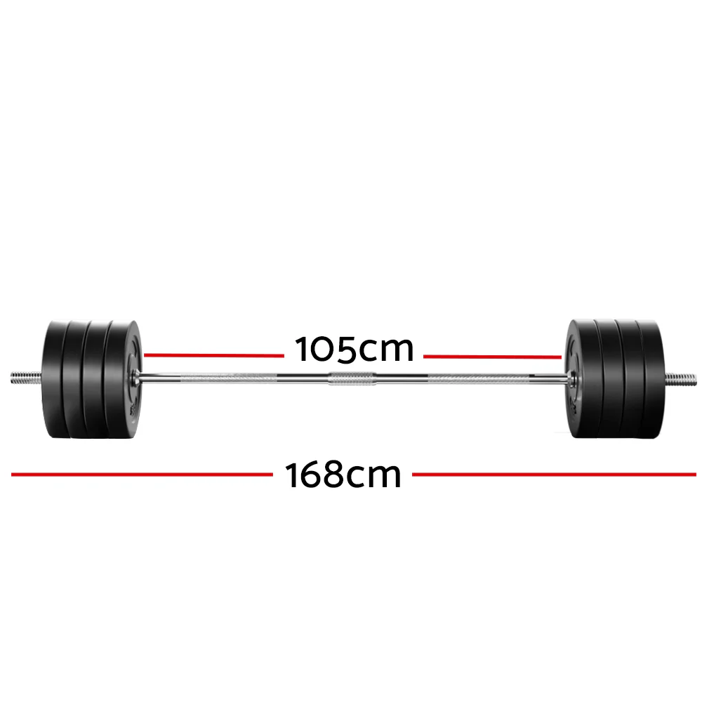 Everfit 88kg Barbell Set Weight Plates Bar Lifting Bench 168cm - Image 3
