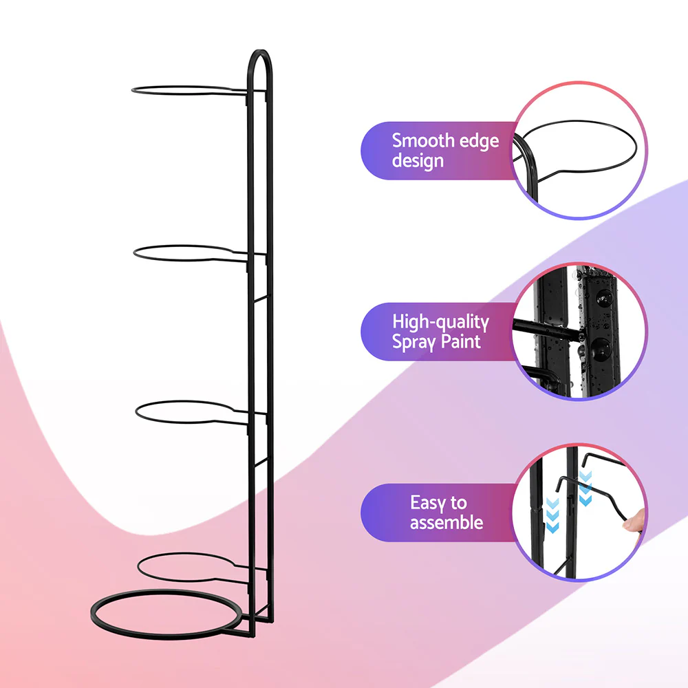 Everfit Ball Storage Rack Sports Equipment Organizer 4-Tier Holder for Garage Gym Black - Image 7