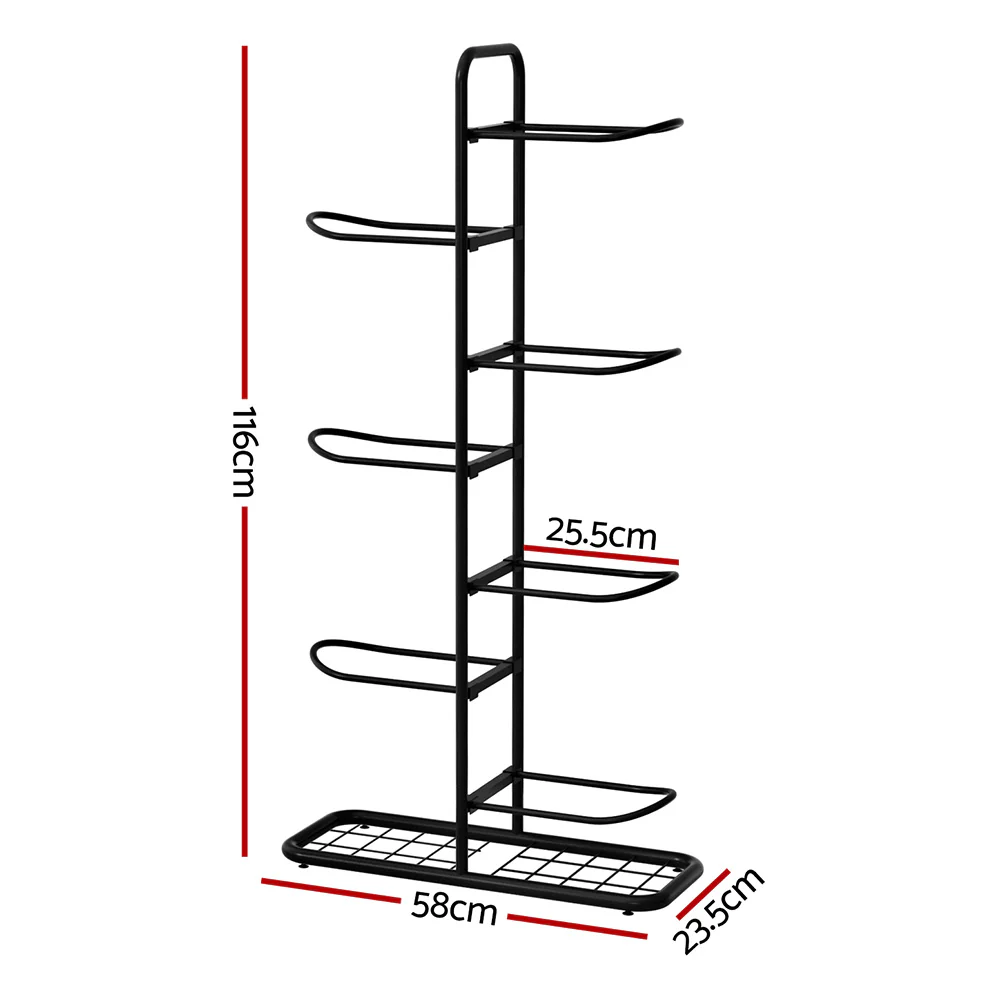 Everfit Ball Storage Rack Sports Equipment Organizer 7-Tier Holder for Garage Gym Black - Image 3