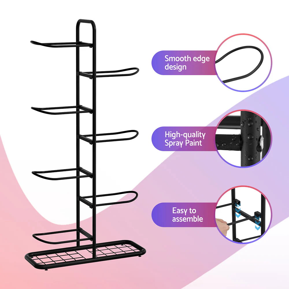 Everfit Ball Storage Rack Sports Equipment Organizer 7-Tier Holder for Garage Gym Black - Image 7