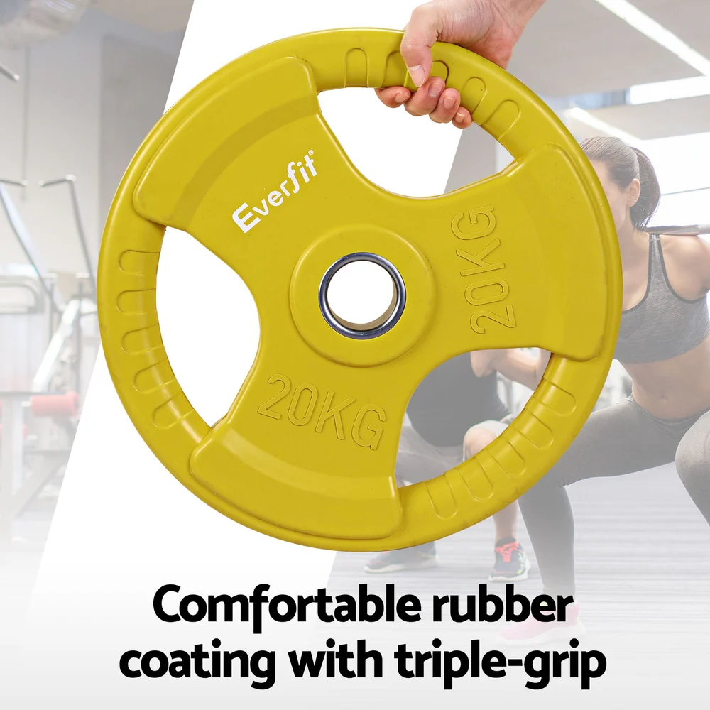 Everfit Barbells 46KG 120CM Dumbbell Barbell Plate Weight Lifting Home Gym Yellow - Image 5