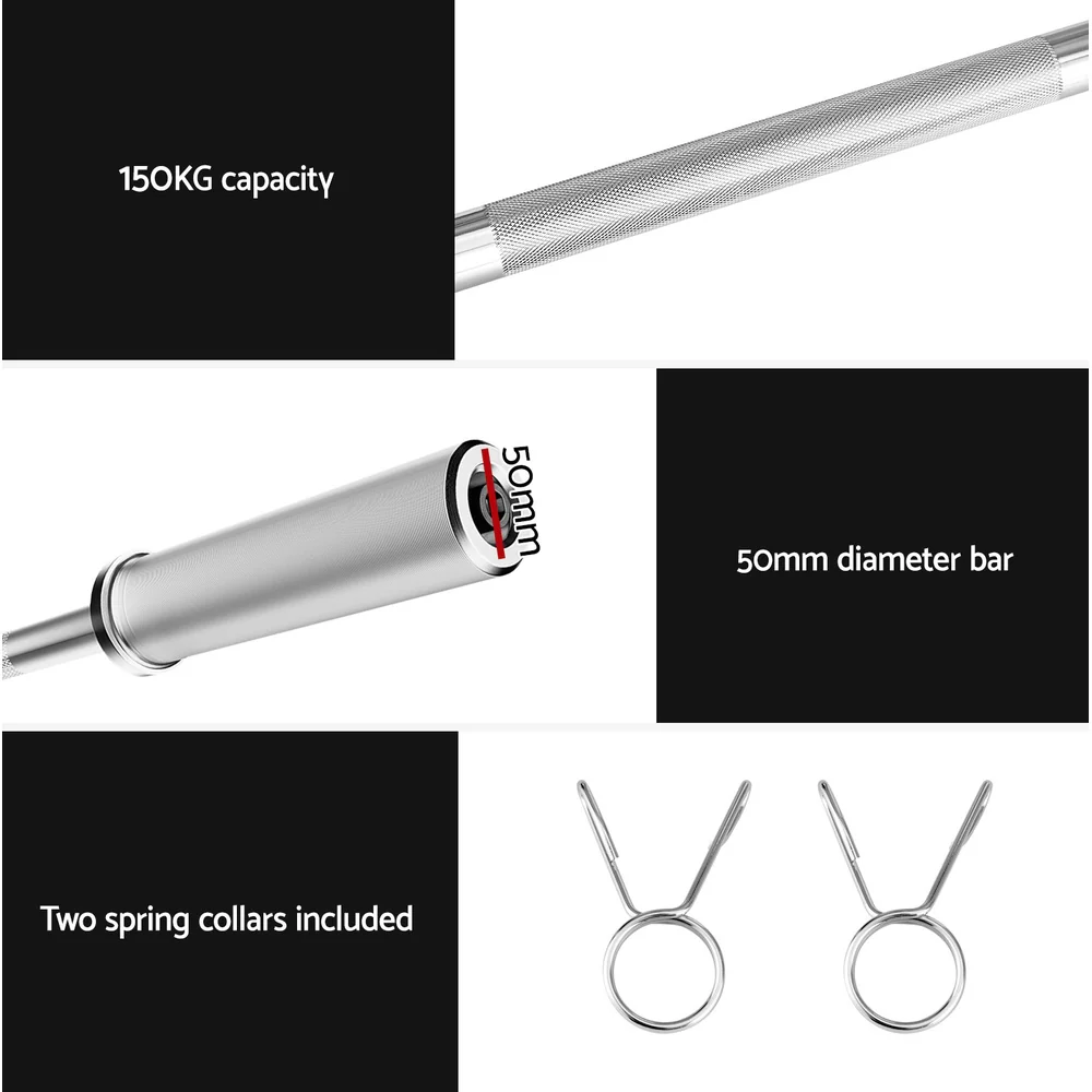 Everfit Barbells Set 16kg 120cm Dumbbells Barbells Plate Weight Lifting Home Gym - Image 7