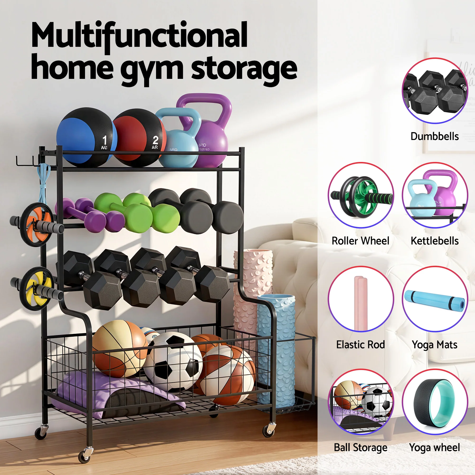 Everfit Dumbbell Rack Weight Rack for Dumbbells Home Gym Storage Black - Image 5