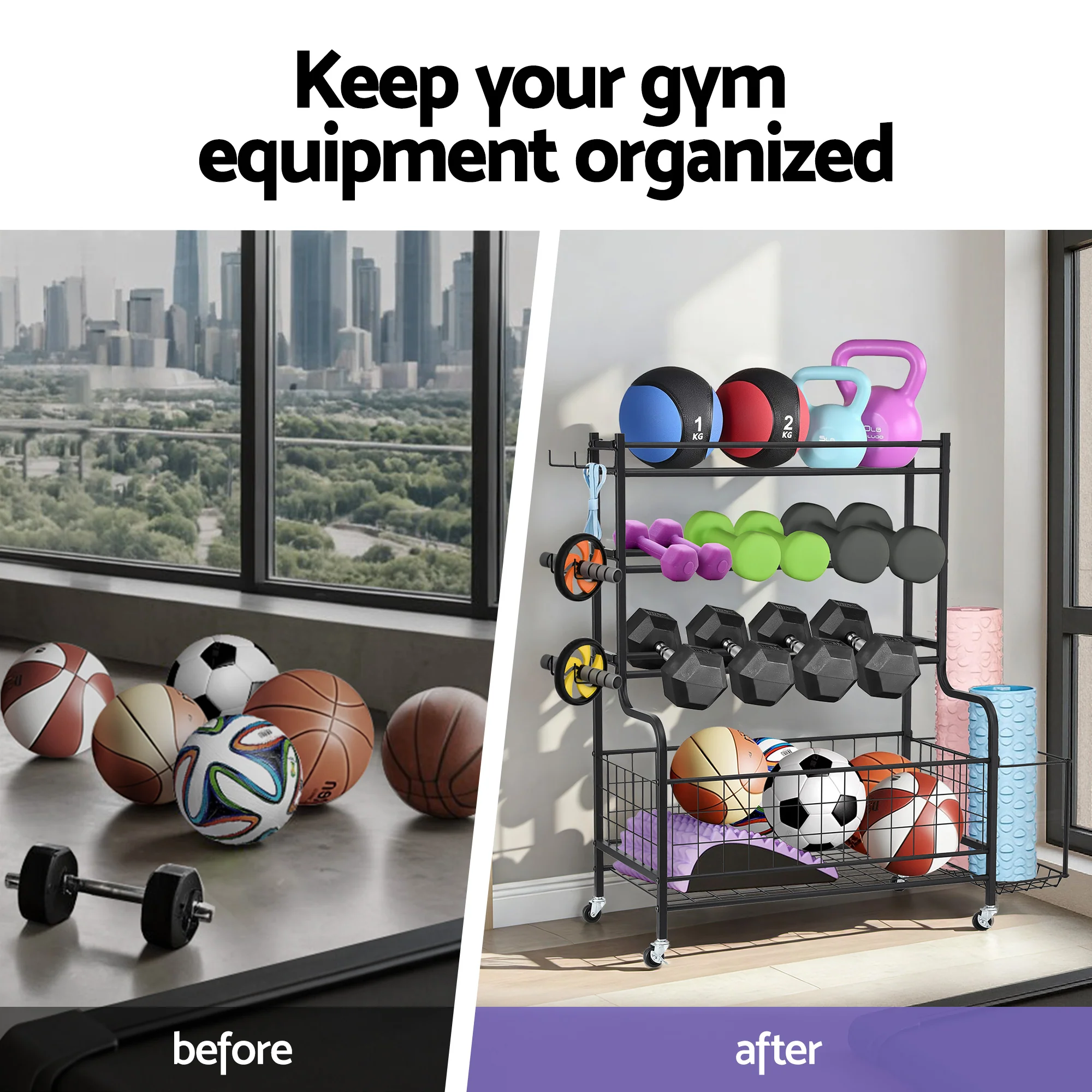 Everfit Dumbbell Rack Weight Rack for Dumbbells Home Gym Storage Black - Image 6