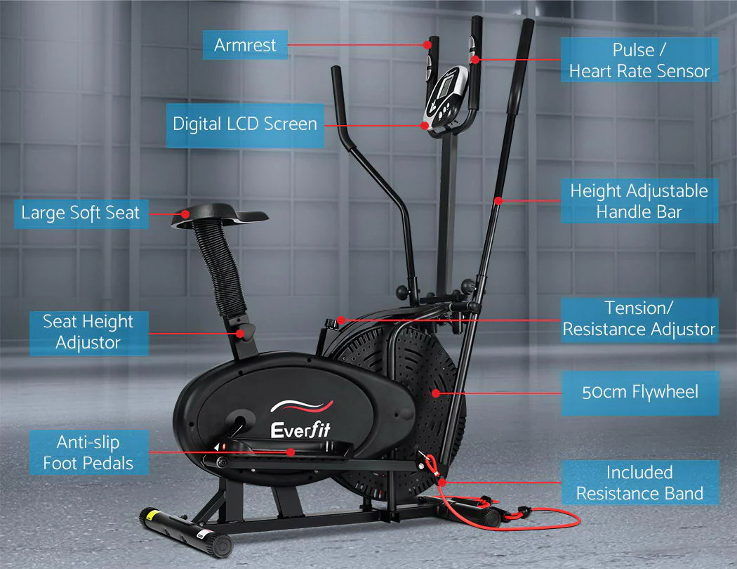 Everfit Exercise Bike 5 in 1 Elliptical Cross Trainer Home Gym Indoor Cardio - Image 5