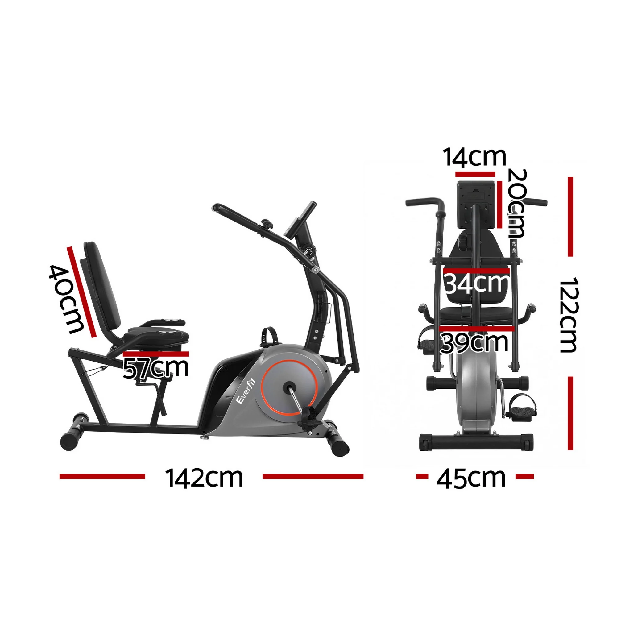 Everfit Exercise Bike Recumbent Cycling Magnetic Bluetooth App Connect Home Gym - Image 3