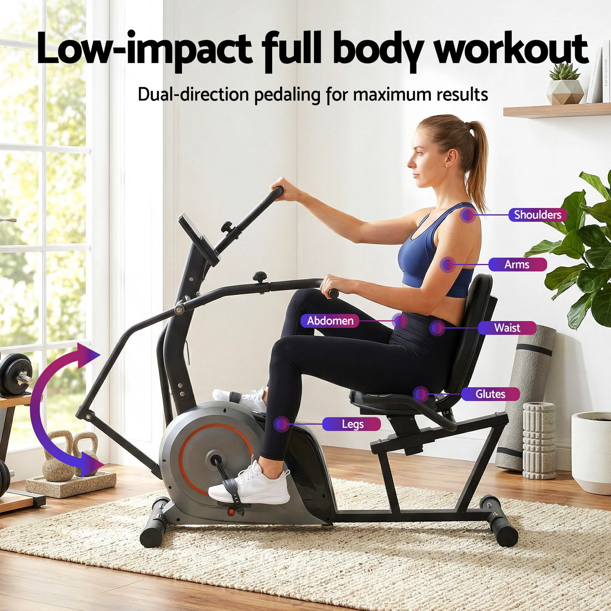Everfit Exercise Bike Recumbent Cycling Magnetic Bluetooth App Connect Home Gym - Image 5
