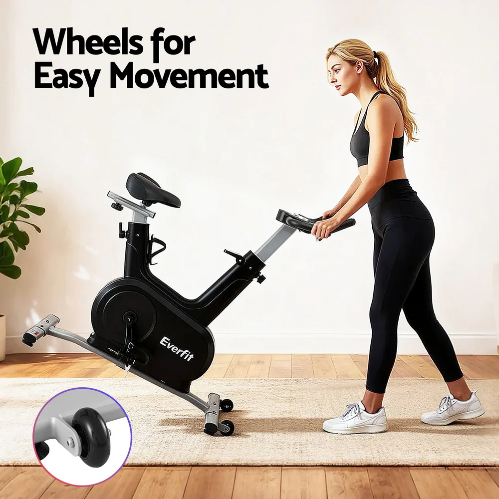 Everfit Exercise Bike Spin Bike Electromagnetic Smart Home Fitness 24-Level Resistance 120kg Bluetooth - Image 8
