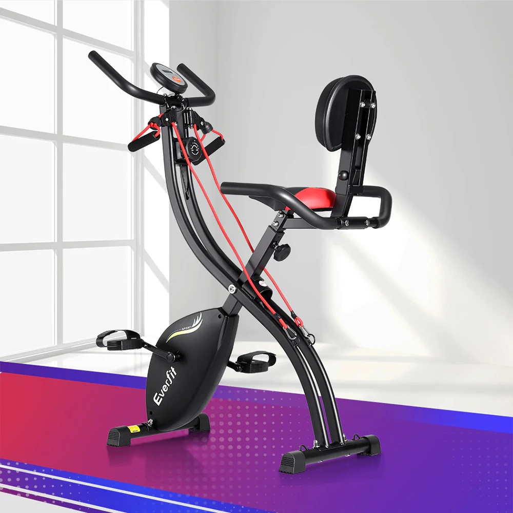 Everfit Folding Exercise Bike Magnetic X-Bike Indoor Cycling Resistance Rope - Image 2