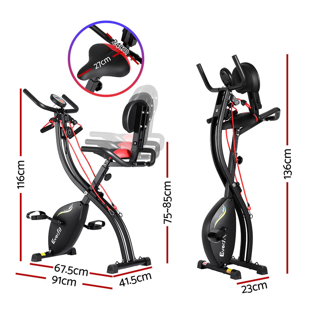 Everfit Folding Exercise Bike Magnetic X-Bike Indoor Cycling Resistance Rope - Image 3