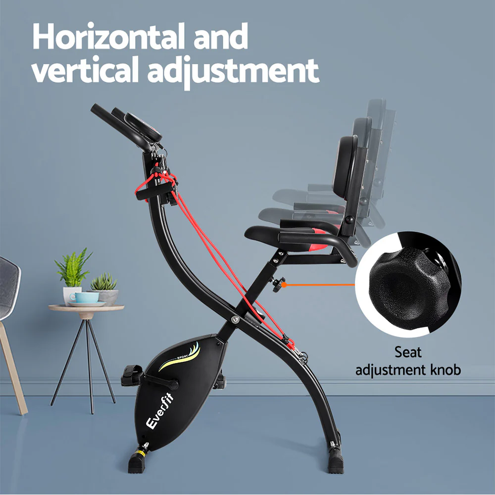Everfit Folding Exercise Bike Magnetic X-Bike Indoor Cycling Resistance Rope - Image 5