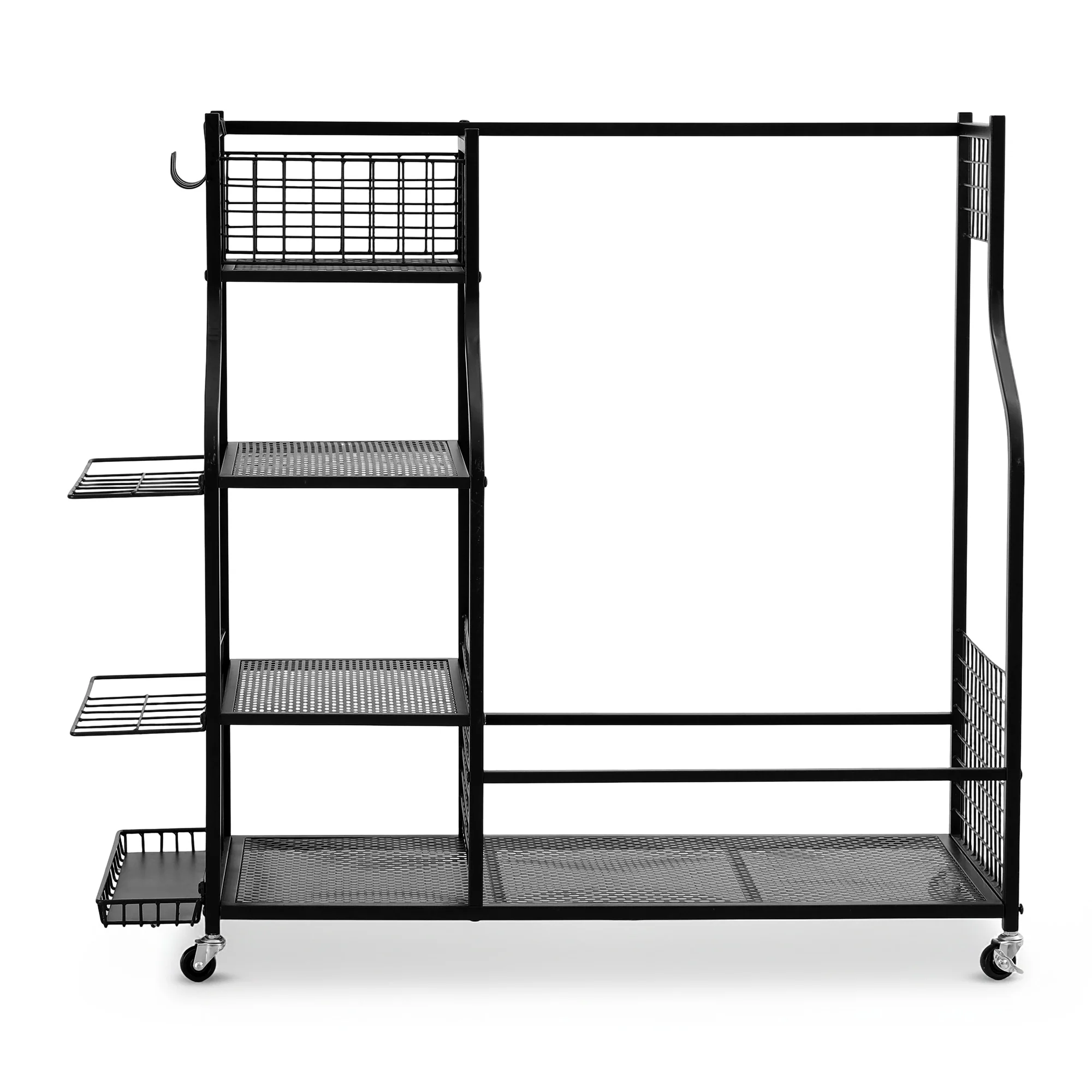 Everfit Golf Bag Storage Golf Storage Garage Organizer with Wheels Black - Image 3