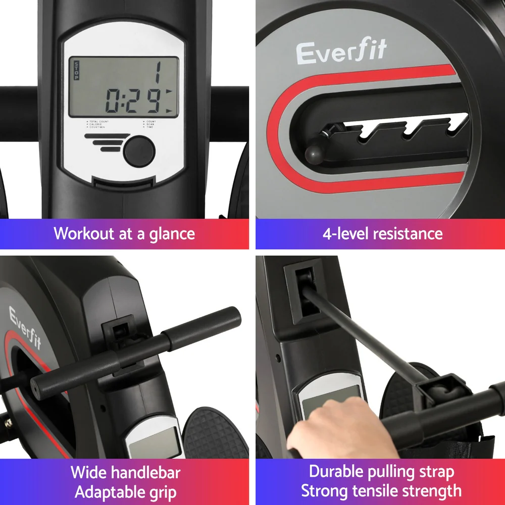 Everfit Rowing Machine Rower Elastic Rope Resistance Fitness Home Cardio (Black) - Image 5