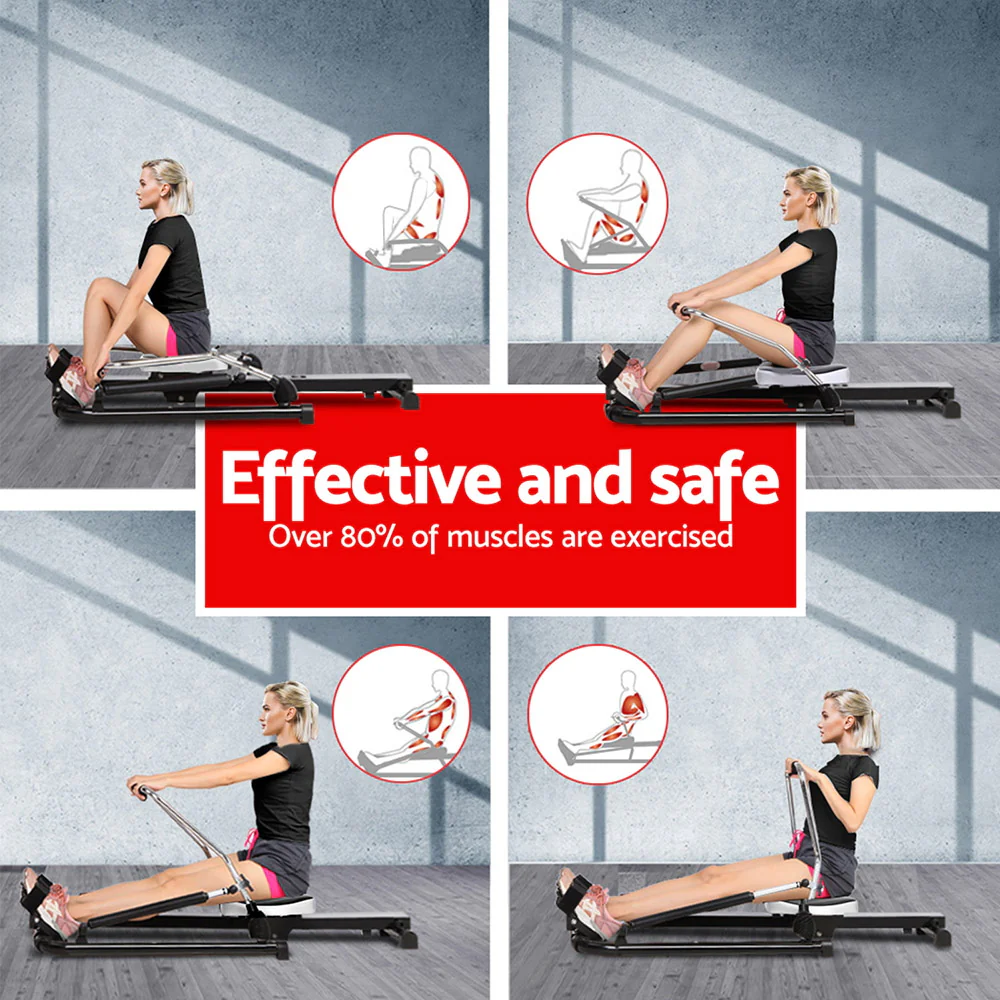 Everfit Rowing Machine Rower Hydraulic Resistance Fitness Gym Home Cardio - Image 4