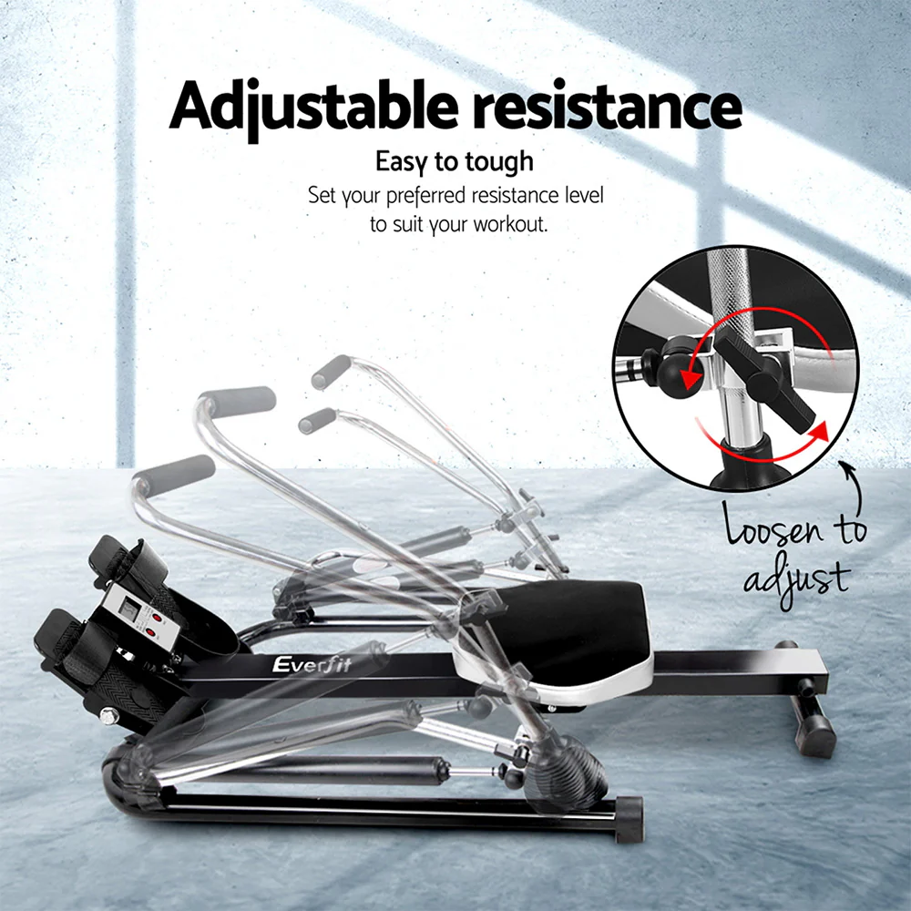 Everfit Rowing Machine Rower Hydraulic Resistance Fitness Gym Home Cardio - Image 6