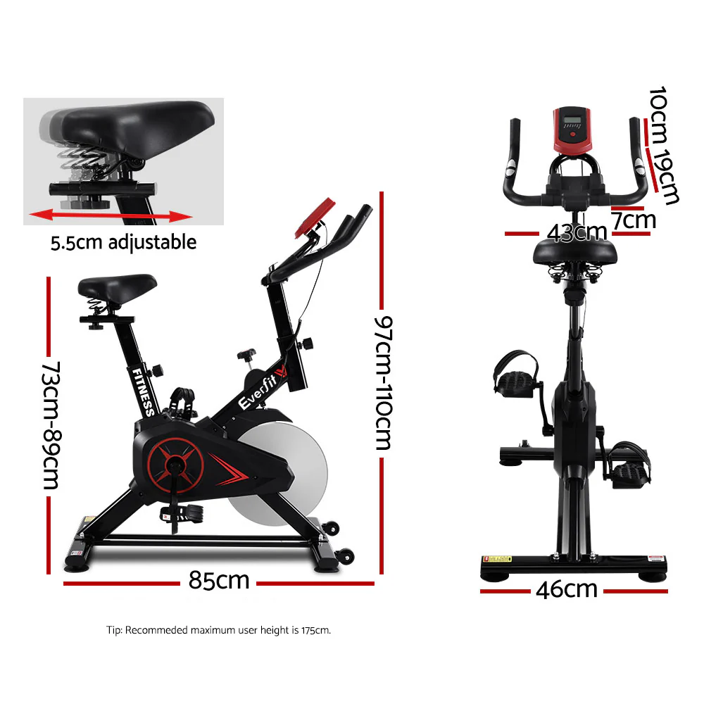 Everfit Spin Bike Exercise Bike Flywheel Cycling Home Gym Fitness Adjustable - Image 3