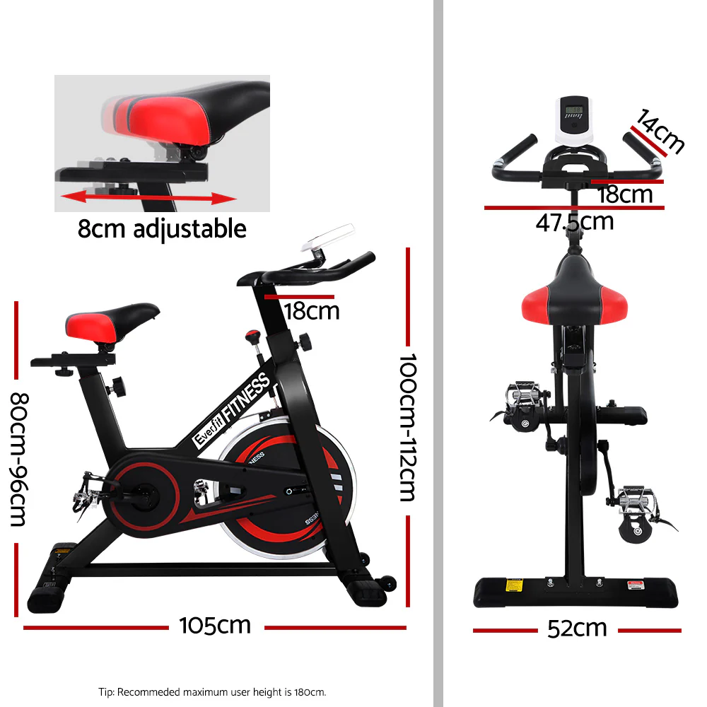 Everfit Spin Bike Exercise Bike Flywheel Cycling Home Gym Fitness Indoor Cardio - Image 3