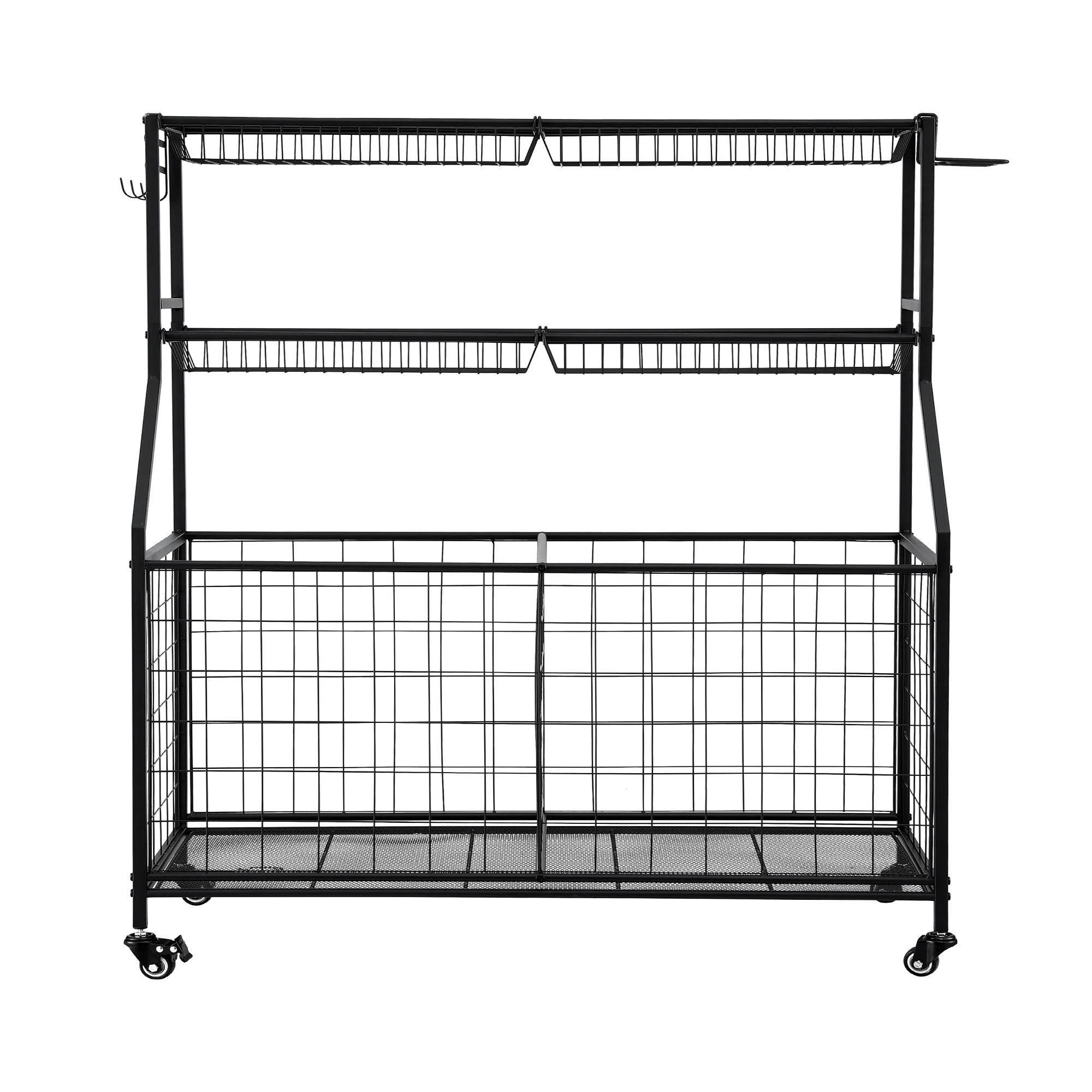 Everfit Sports Equipment Organizer Storage with Wheels Multi-Sport Garage Gym Black - Image 4