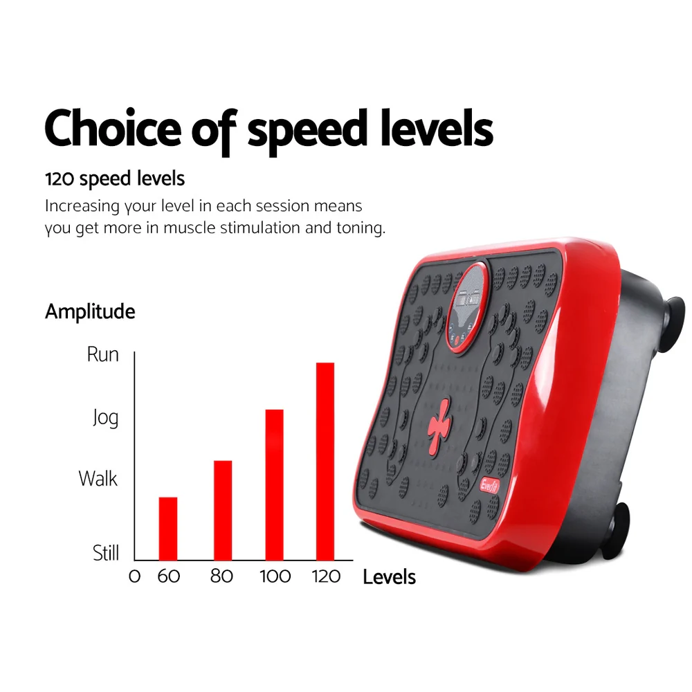 Everfit Vibration Machine Platform Vibrator with Resistance Rope Home Gym (Red) - Image 3