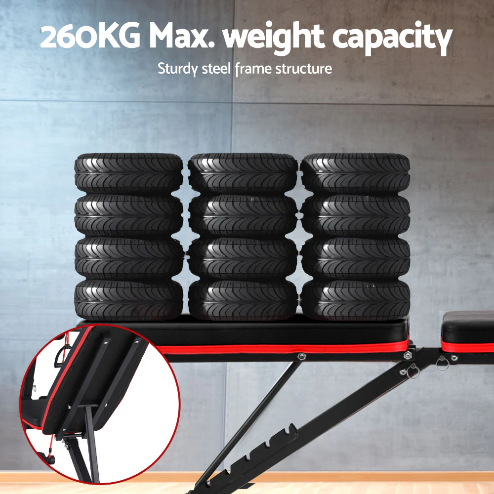 Everfit Weight Bench Adjustable Preacher Curl Bench Press Dumbbell Stool 260kg - Image 6